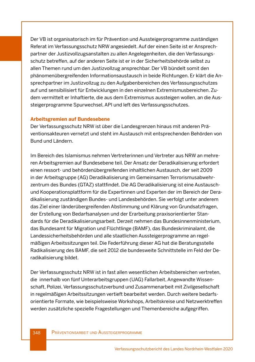 Seite 349 des Verfassungsschutzbericht 2020 Nordrhein-Westfalen