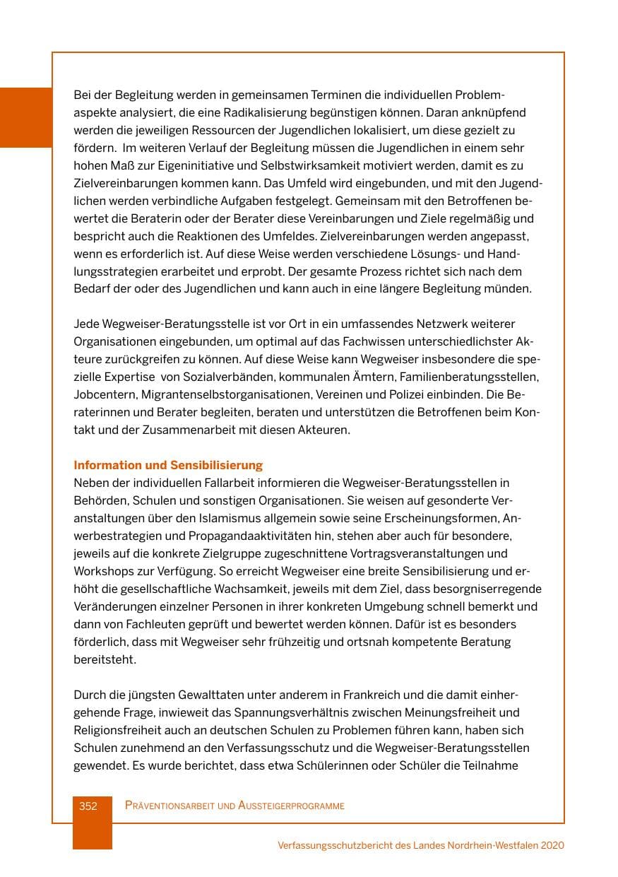 Seite 353 des Verfassungsschutzbericht 2020 Nordrhein-Westfalen