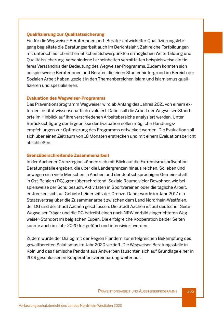Seite 356 des Verfassungsschutzbericht 2020 Nordrhein-Westfalen