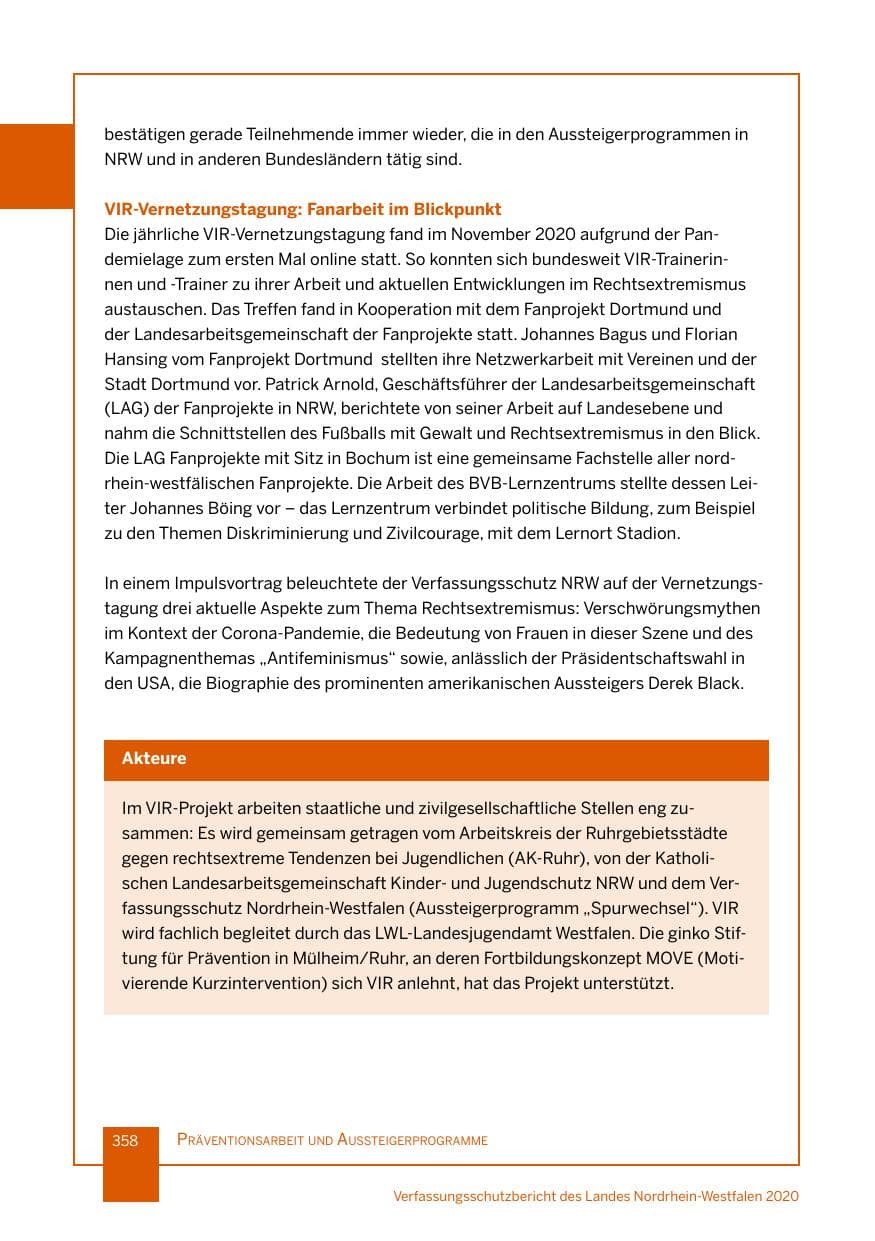 Seite 359 des Verfassungsschutzbericht 2020 Nordrhein-Westfalen
