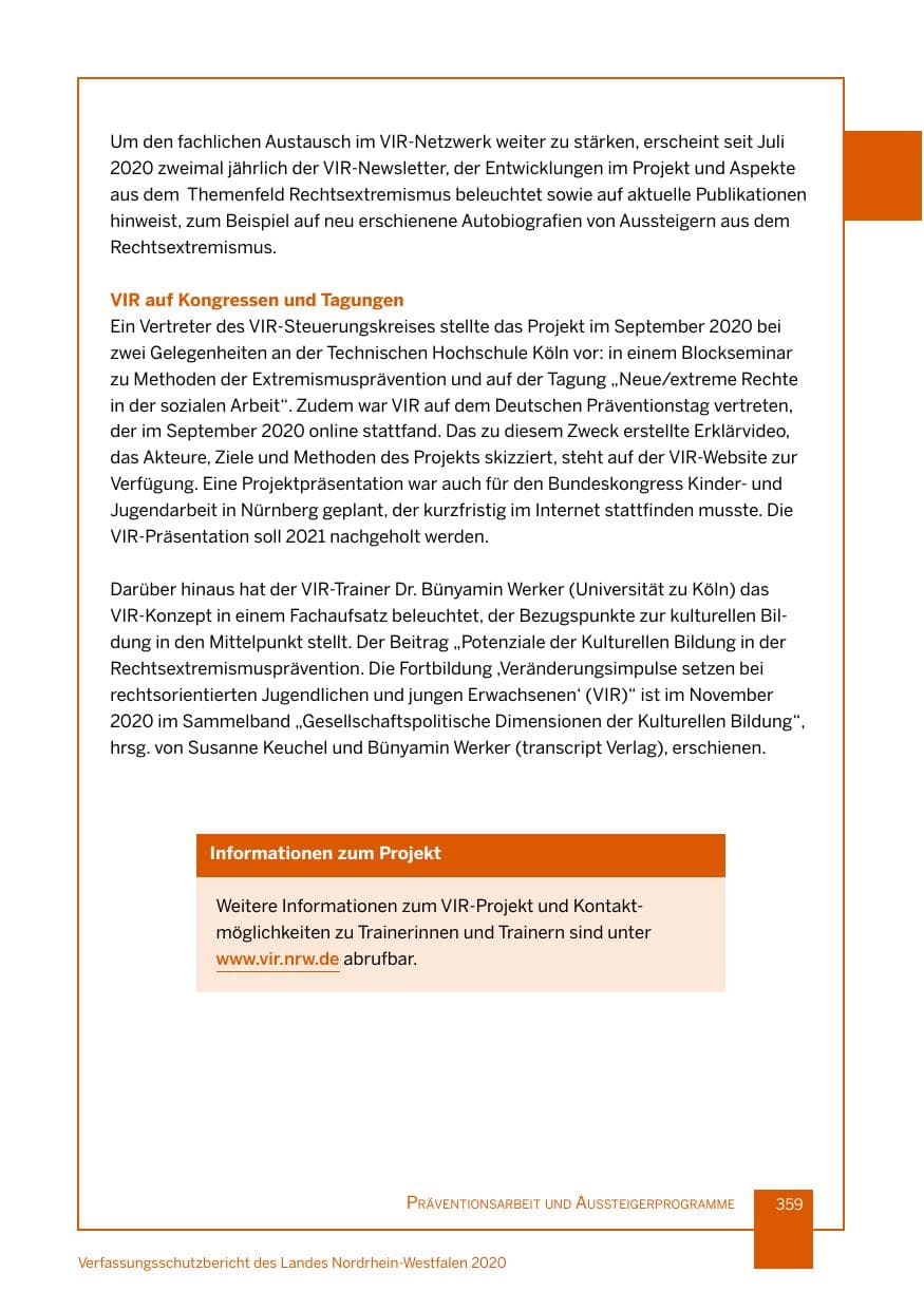 Seite 360 des Verfassungsschutzbericht 2020 Nordrhein-Westfalen
