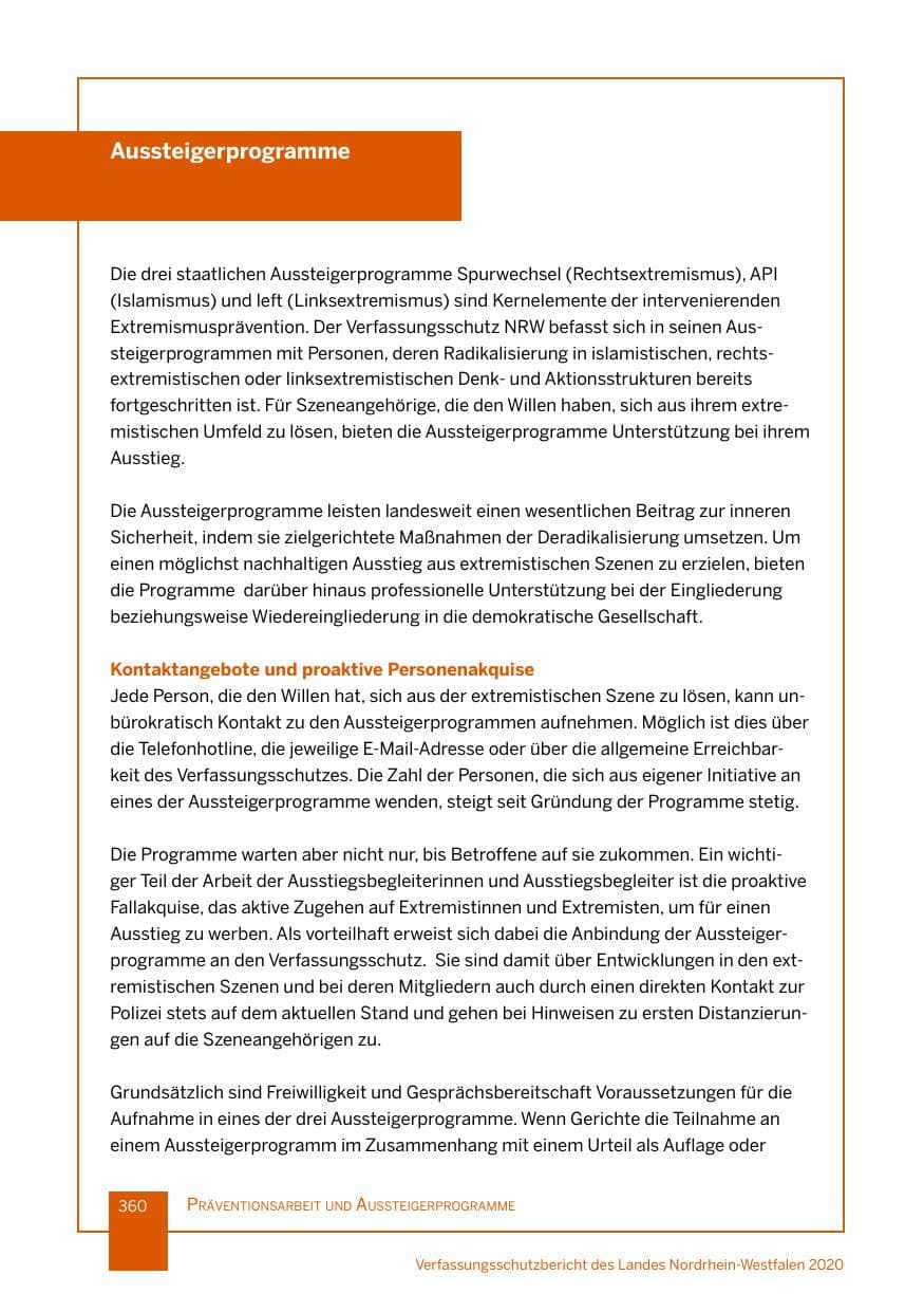 Seite 361 des Verfassungsschutzbericht 2020 Nordrhein-Westfalen