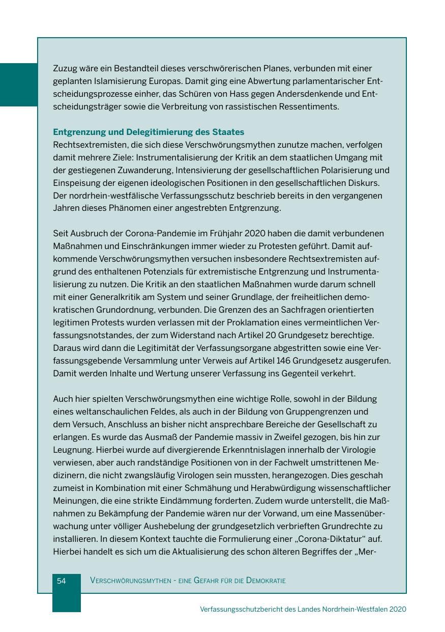 Seite 55 des Verfassungsschutzbericht 2020 Nordrhein-Westfalen