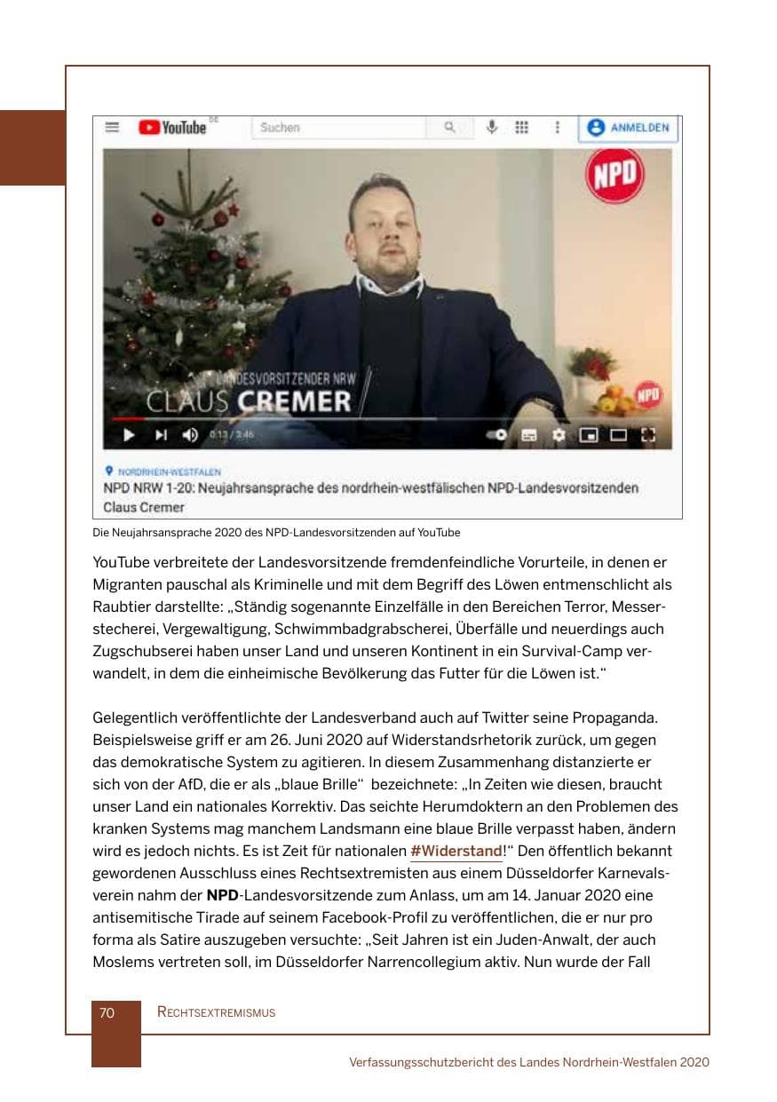 Seite 71 des Verfassungsschutzbericht 2020 Nordrhein-Westfalen