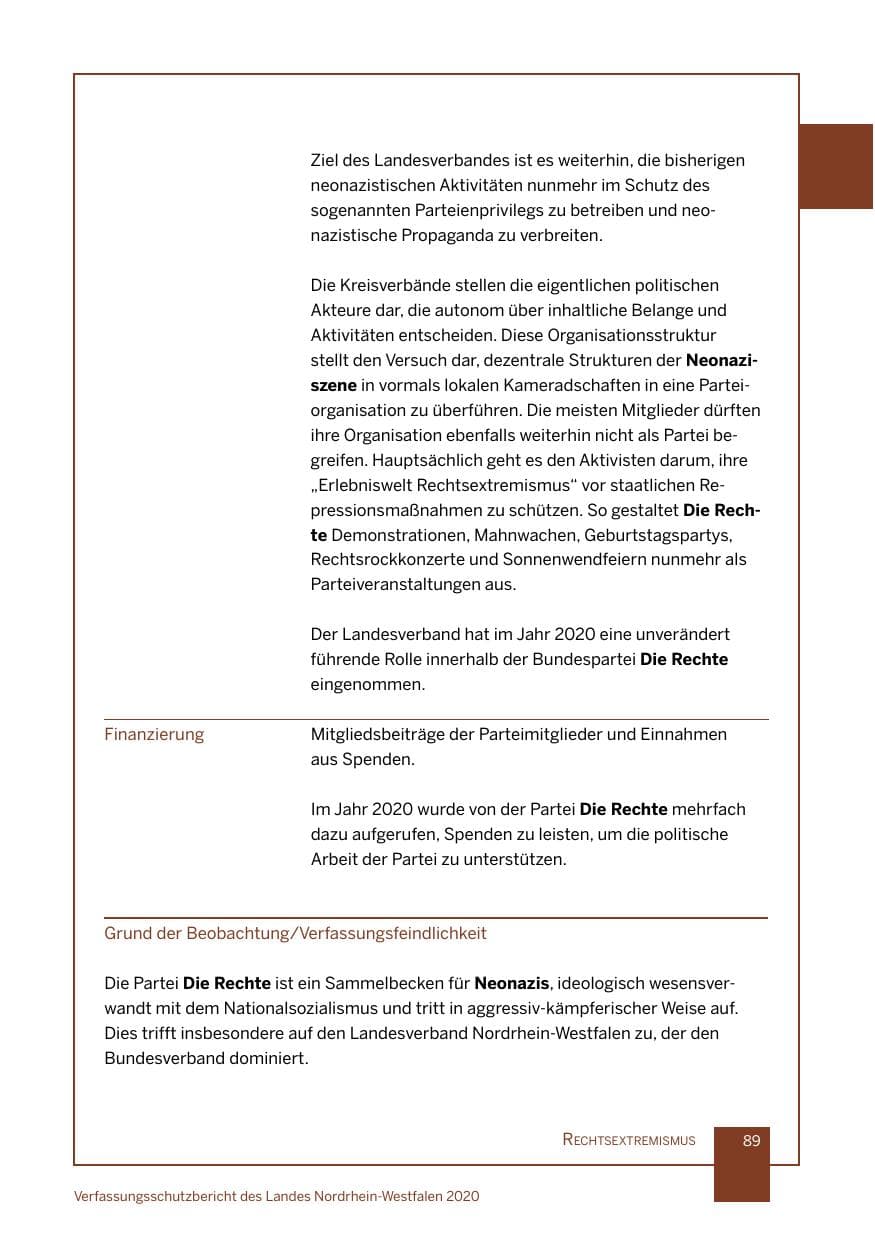 Seite 90 des Verfassungsschutzbericht 2020 Nordrhein-Westfalen