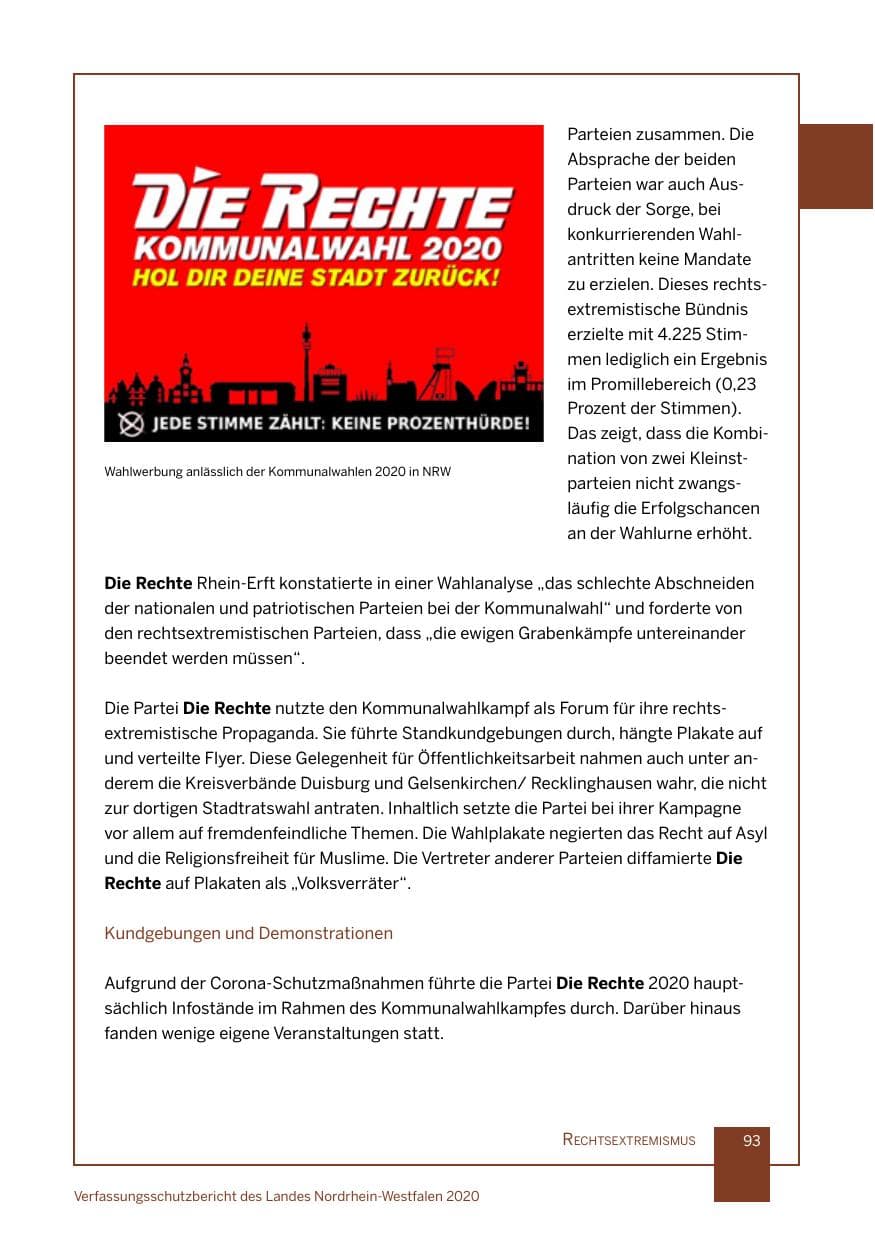 Seite 94 des Verfassungsschutzbericht 2020 Nordrhein-Westfalen