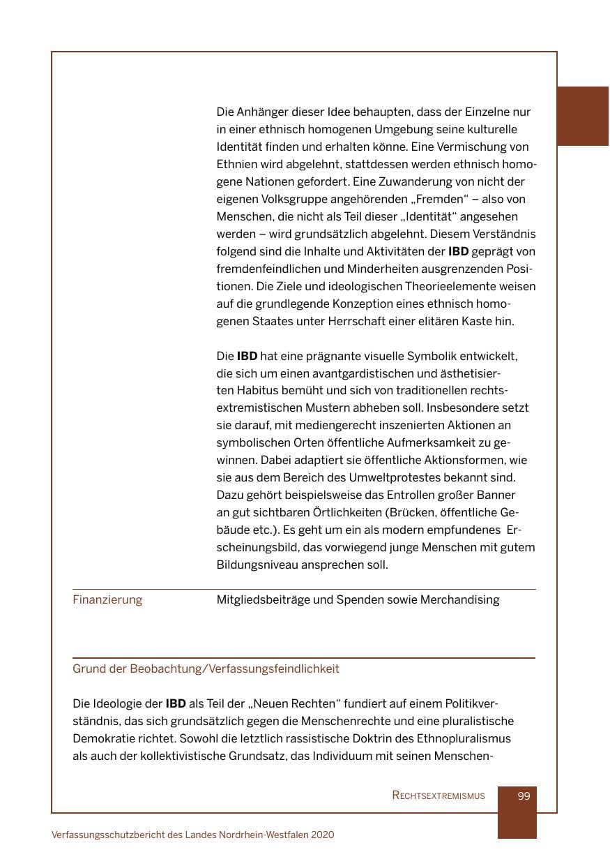 Seite 100 des Verfassungsschutzbericht 2020 Nordrhein-Westfalen