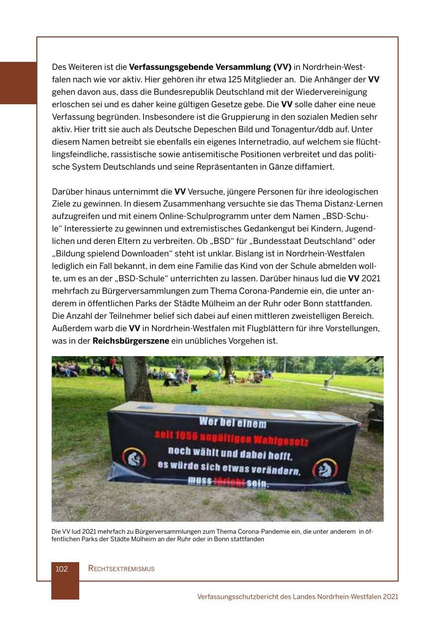 Seite 103 des Verfassungsschutzbericht 2021 Nordrhein-Westfalen