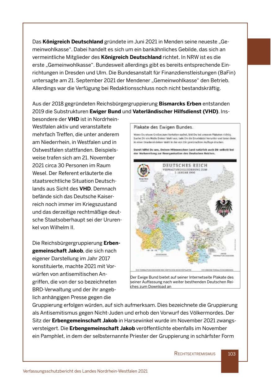 Seite 104 des Verfassungsschutzbericht 2021 Nordrhein-Westfalen