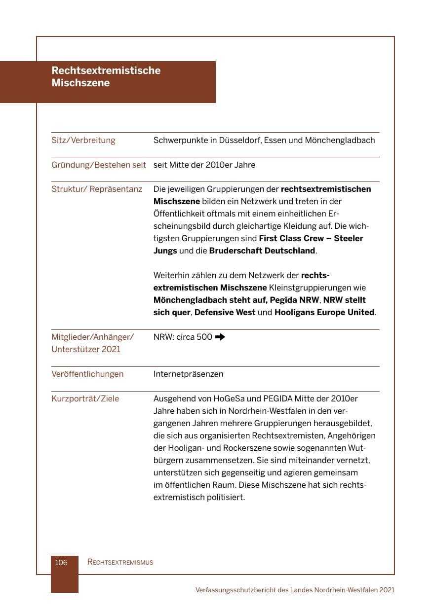 Seite 107 des Verfassungsschutzbericht 2021 Nordrhein-Westfalen