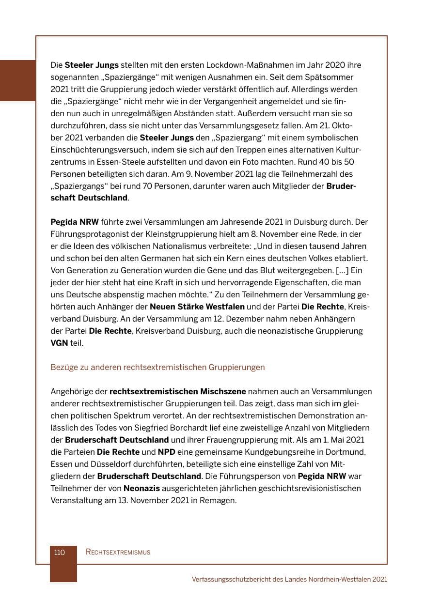 Seite 111 des Verfassungsschutzbericht 2021 Nordrhein-Westfalen