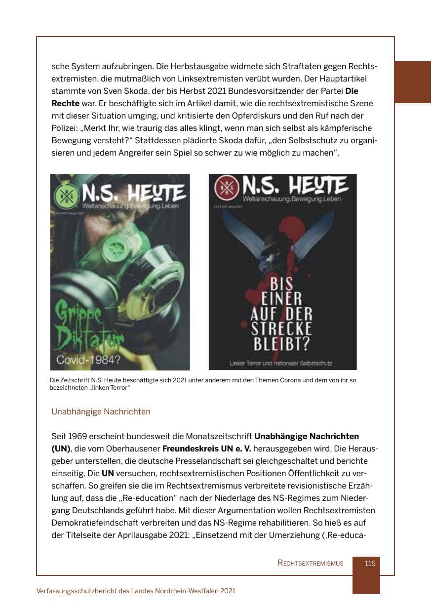 Seite 116 des Verfassungsschutzbericht 2021 Nordrhein-Westfalen