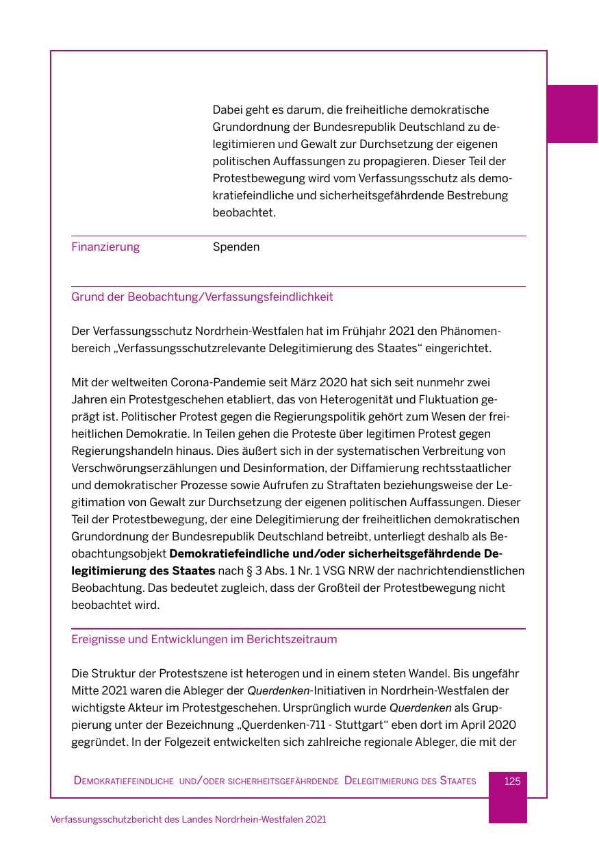 Seite 126 des Verfassungsschutzbericht 2021 Nordrhein-Westfalen