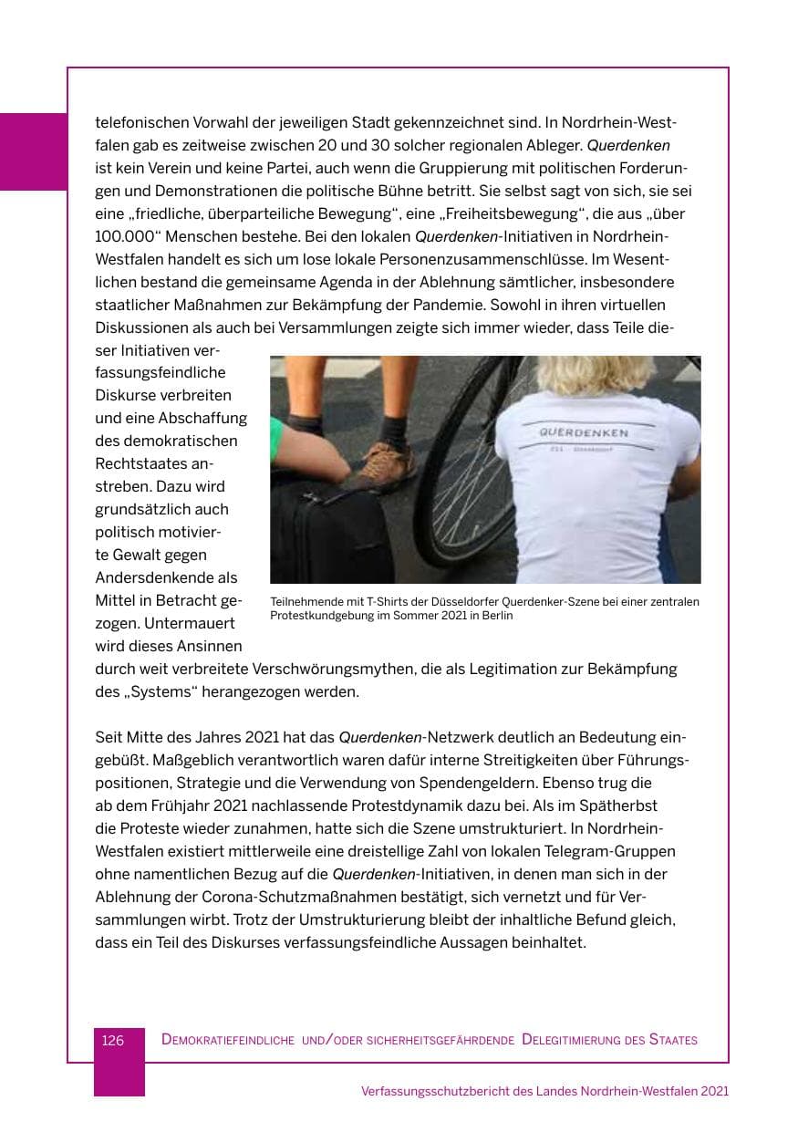 Seite 127 des Verfassungsschutzbericht 2021 Nordrhein-Westfalen
