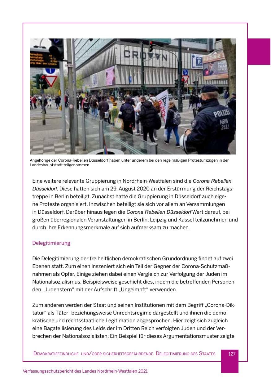 Seite 128 des Verfassungsschutzbericht 2021 Nordrhein-Westfalen