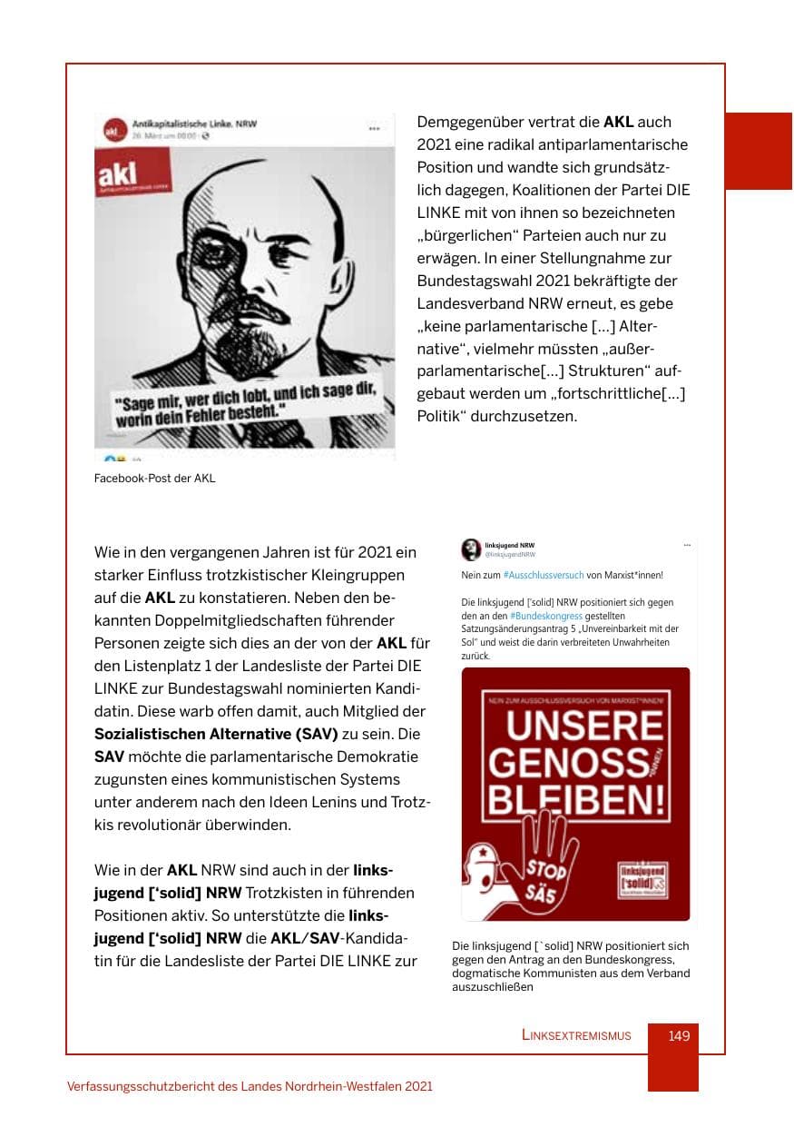 Seite 150 des Verfassungsschutzbericht 2021 Nordrhein-Westfalen