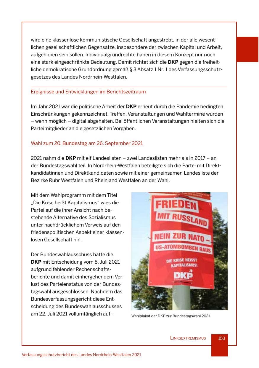 Seite 154 des Verfassungsschutzbericht 2021 Nordrhein-Westfalen