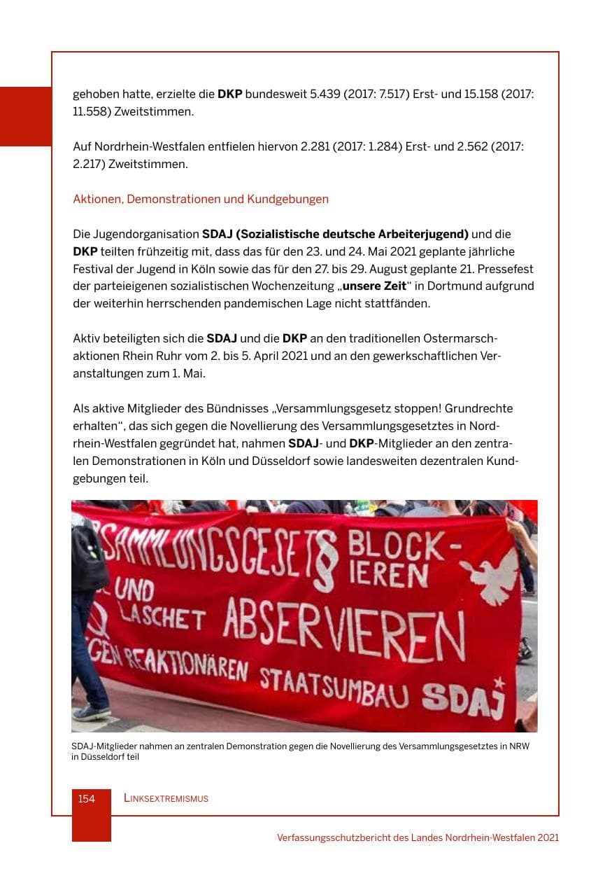 Seite 155 des Verfassungsschutzbericht 2021 Nordrhein-Westfalen