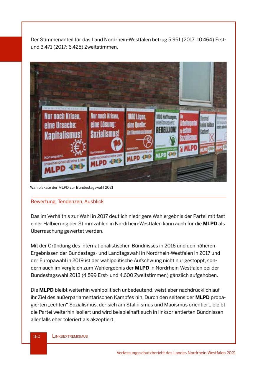 Seite 161 des Verfassungsschutzbericht 2021 Nordrhein-Westfalen