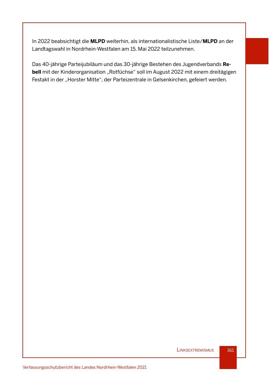 Seite 162 des Verfassungsschutzbericht 2021 Nordrhein-Westfalen