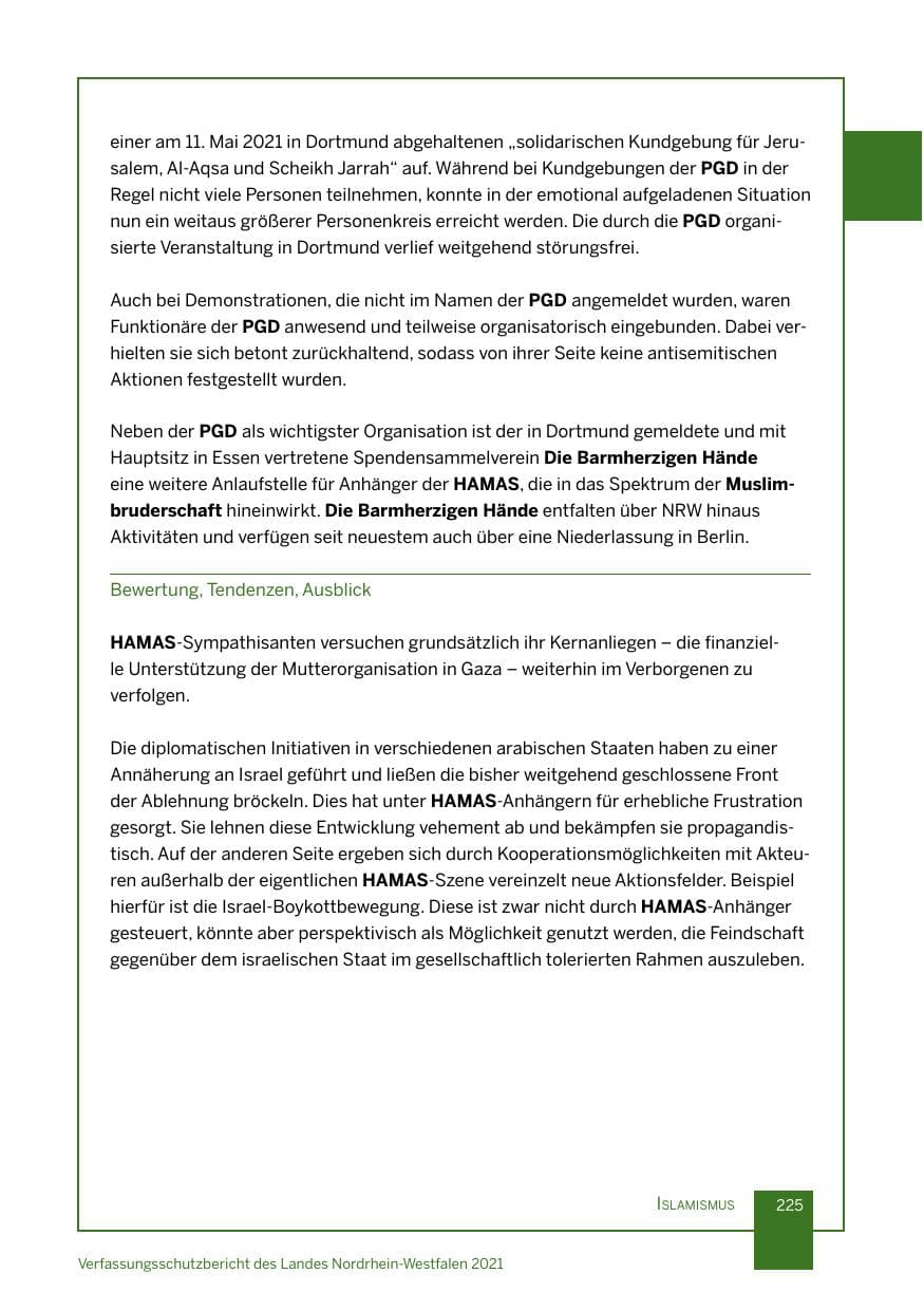 Seite 226 des Verfassungsschutzbericht 2021 Nordrhein-Westfalen