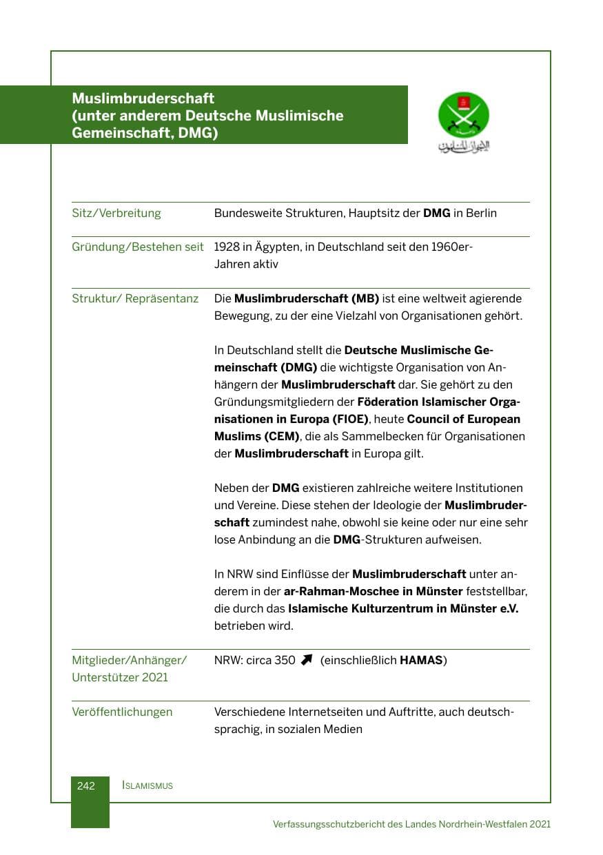 Seite 243 des Verfassungsschutzbericht 2021 Nordrhein-Westfalen