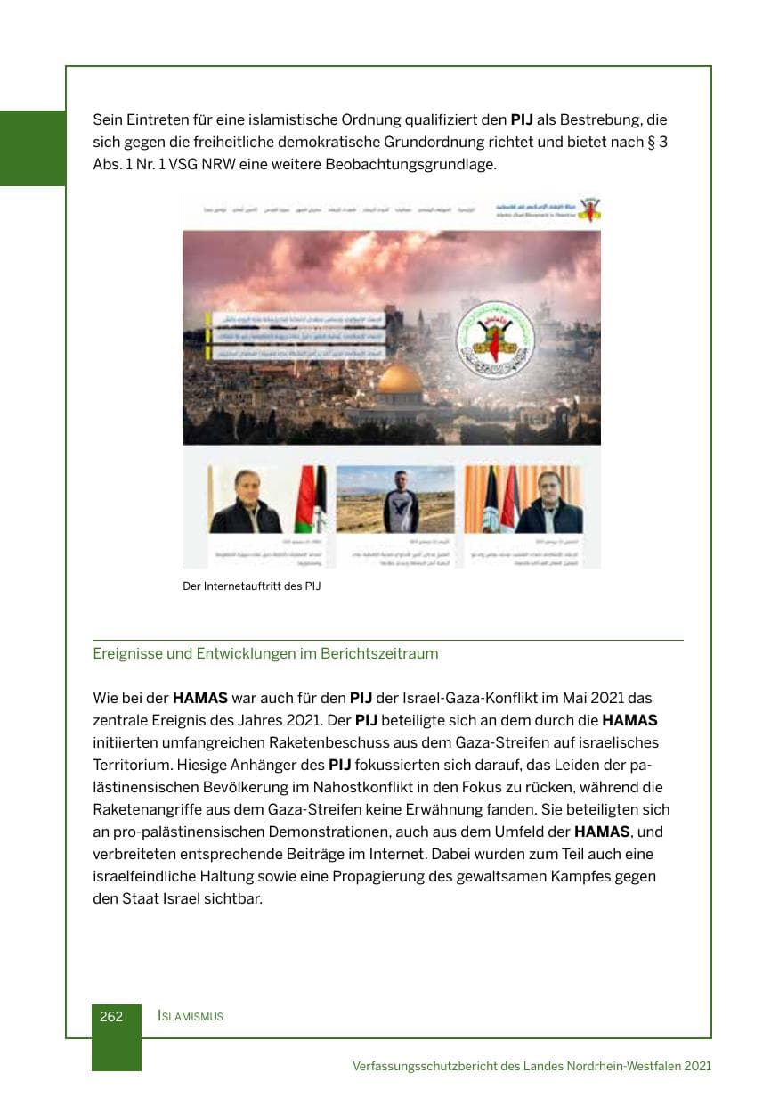 Seite 263 des Verfassungsschutzbericht 2021 Nordrhein-Westfalen