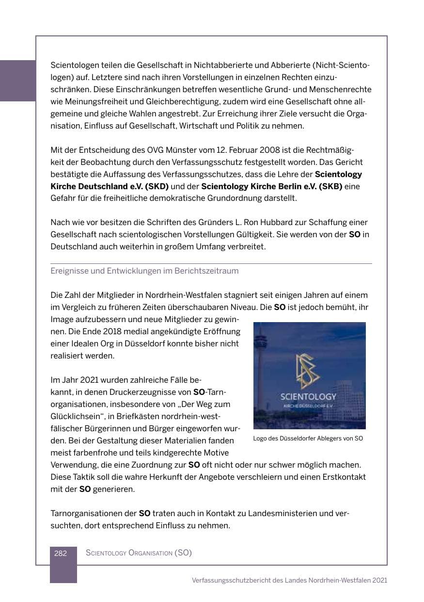 Seite 283 des Verfassungsschutzbericht 2021 Nordrhein-Westfalen