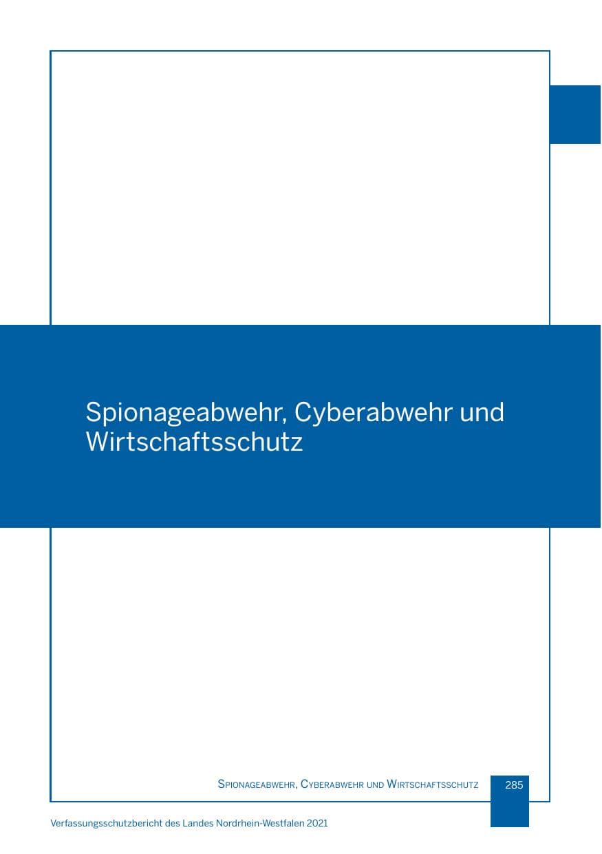 Seite 286 des Verfassungsschutzbericht 2021 Nordrhein-Westfalen