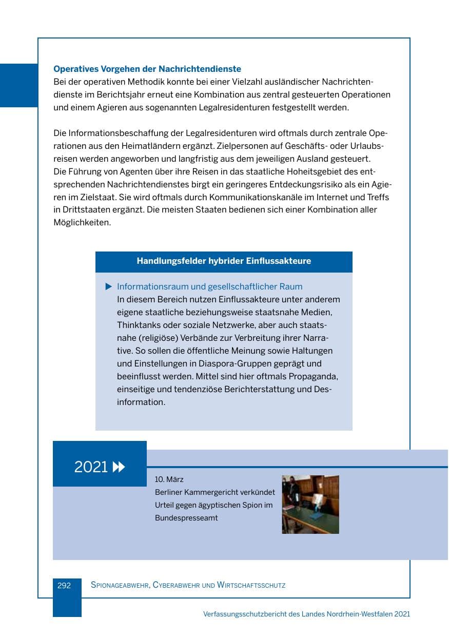 Seite 293 des Verfassungsschutzbericht 2021 Nordrhein-Westfalen