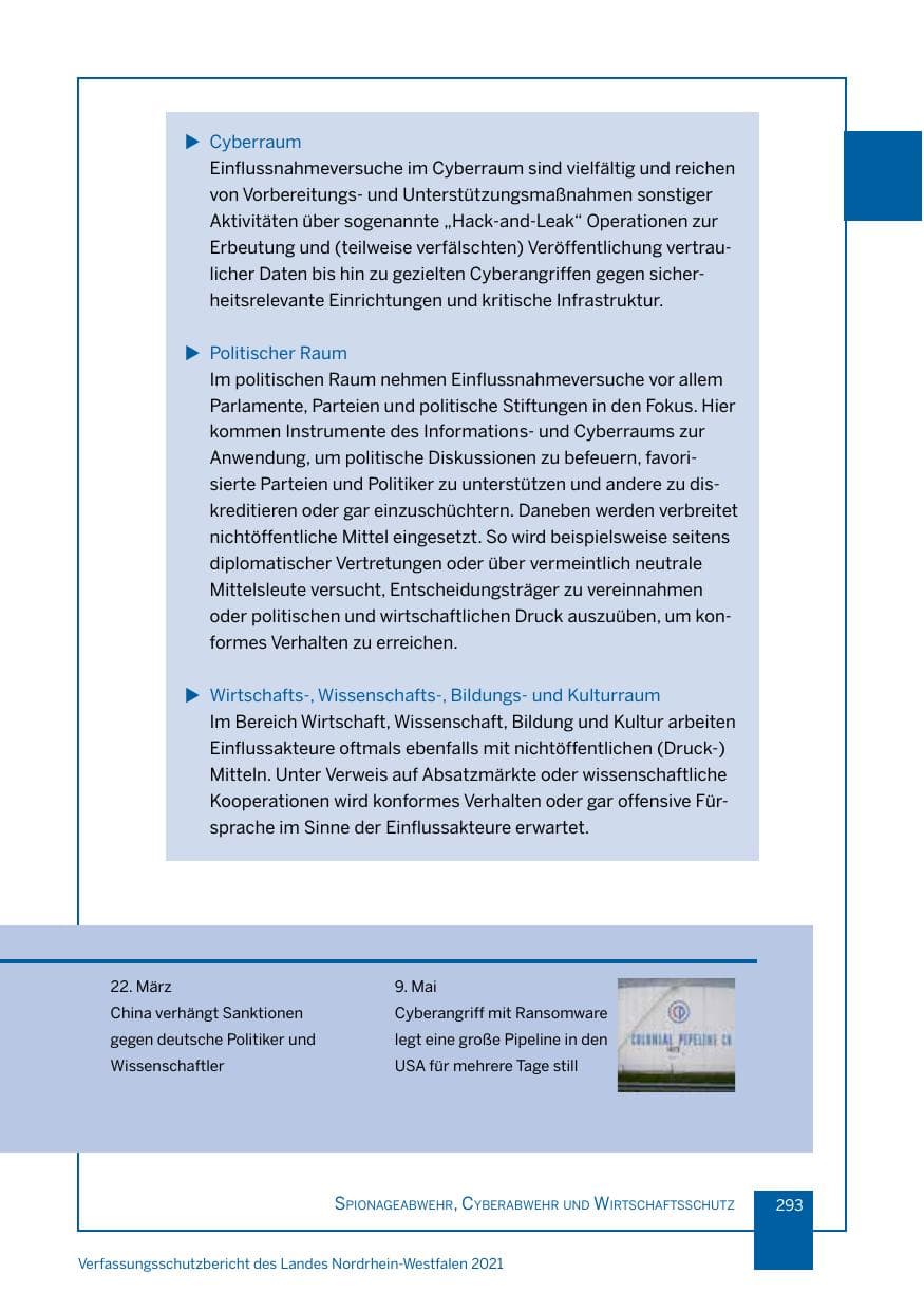 Seite 294 des Verfassungsschutzbericht 2021 Nordrhein-Westfalen