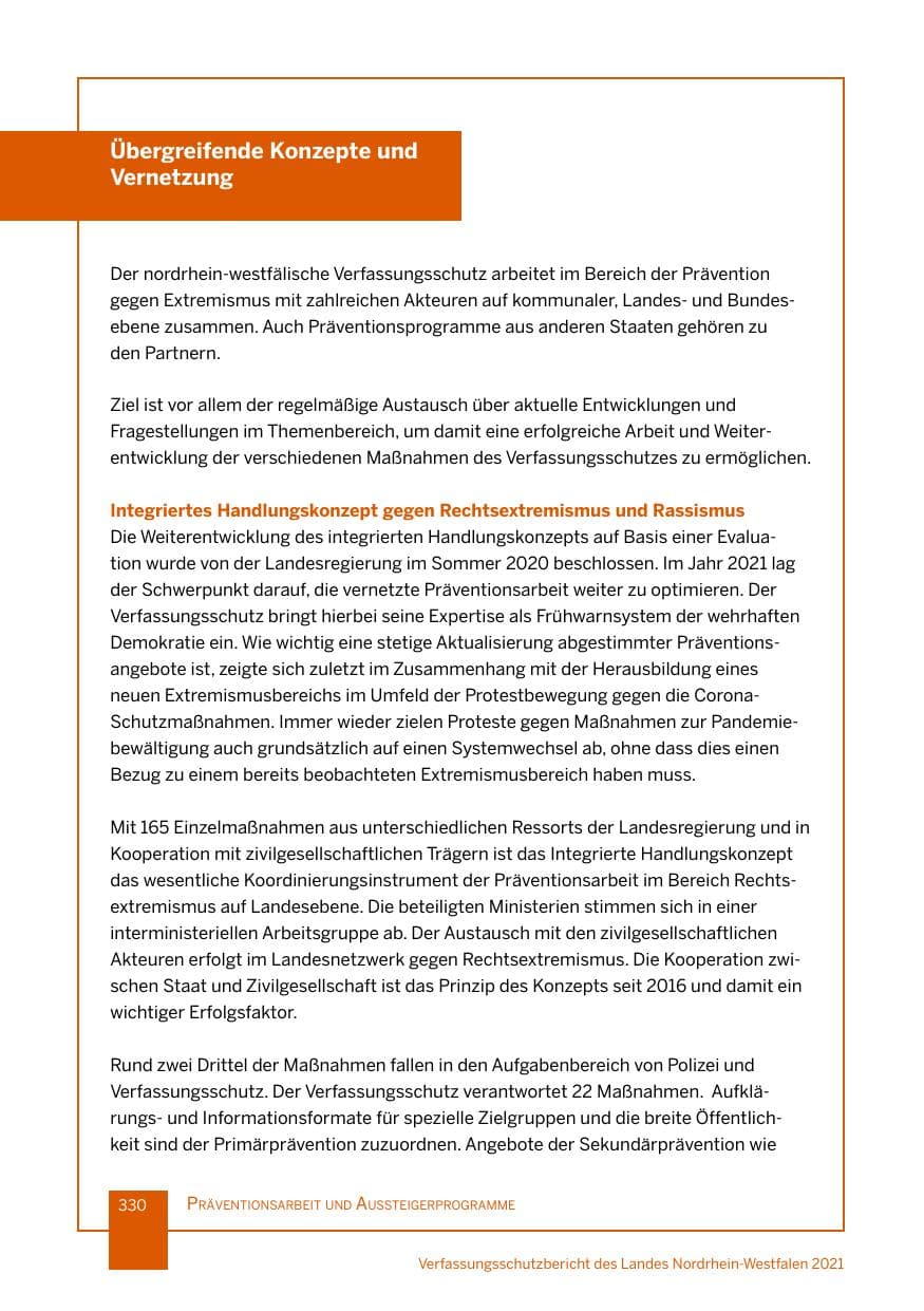 Seite 331 des Verfassungsschutzbericht 2021 Nordrhein-Westfalen