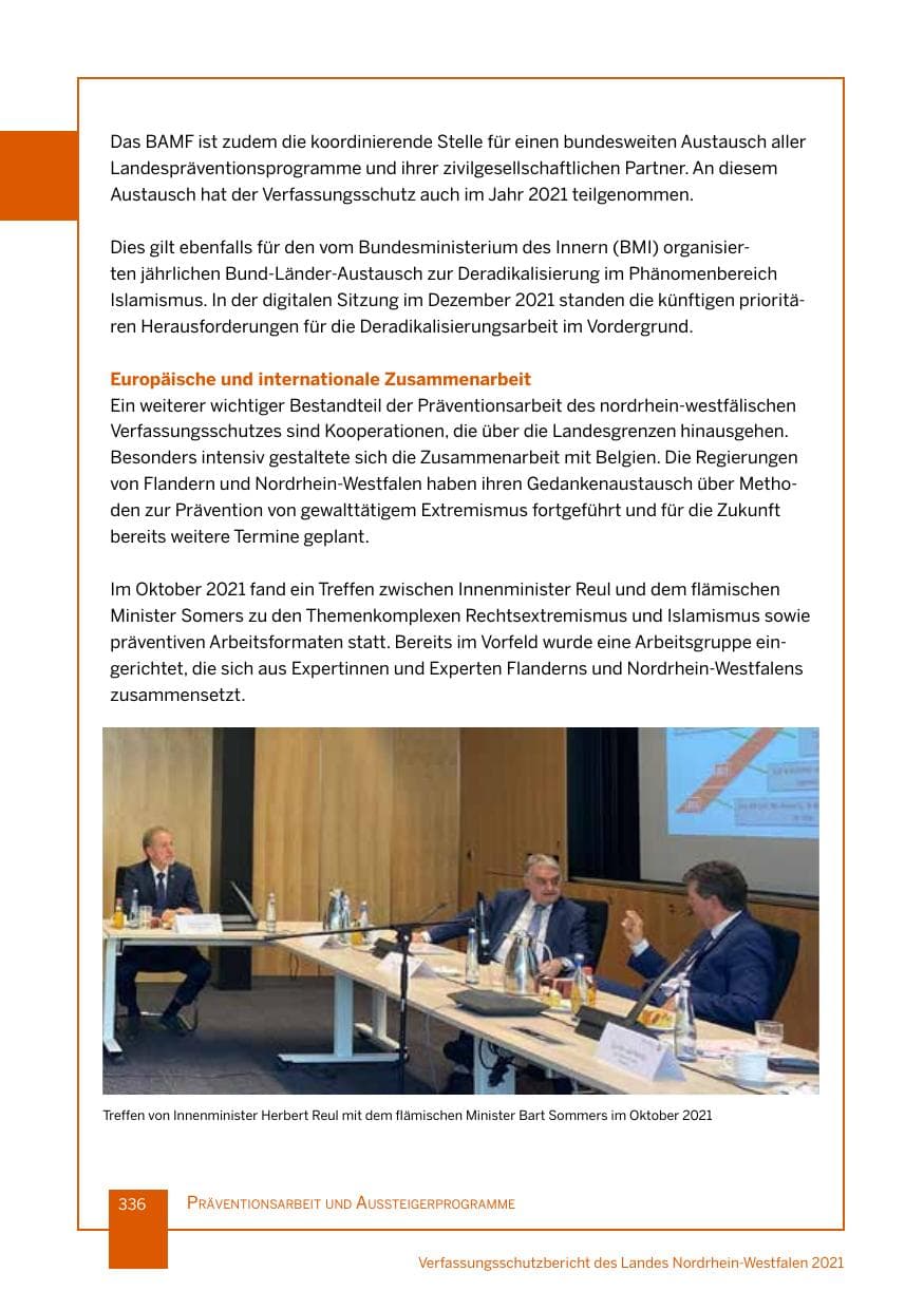 Seite 337 des Verfassungsschutzbericht 2021 Nordrhein-Westfalen