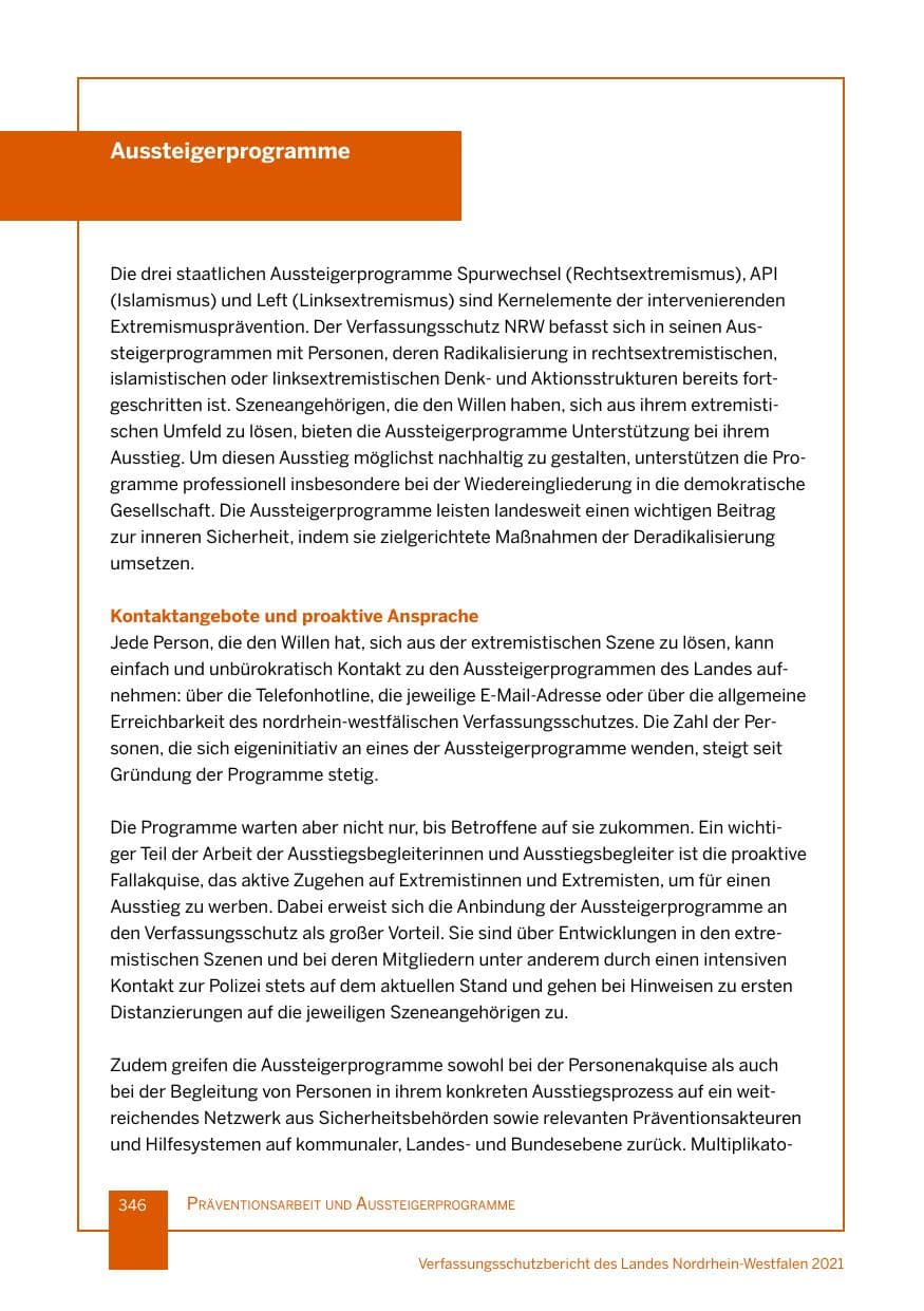 Seite 347 des Verfassungsschutzbericht 2021 Nordrhein-Westfalen