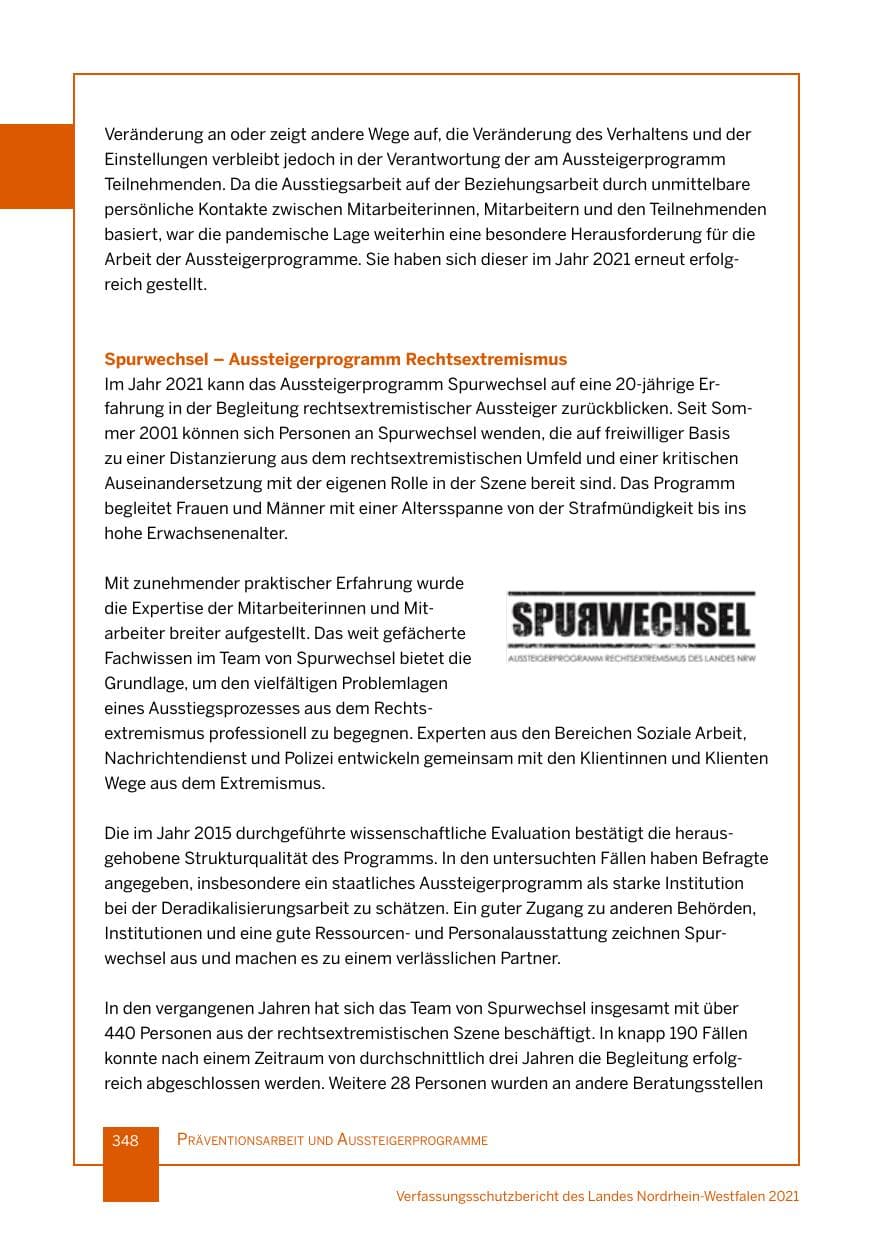 Seite 349 des Verfassungsschutzbericht 2021 Nordrhein-Westfalen