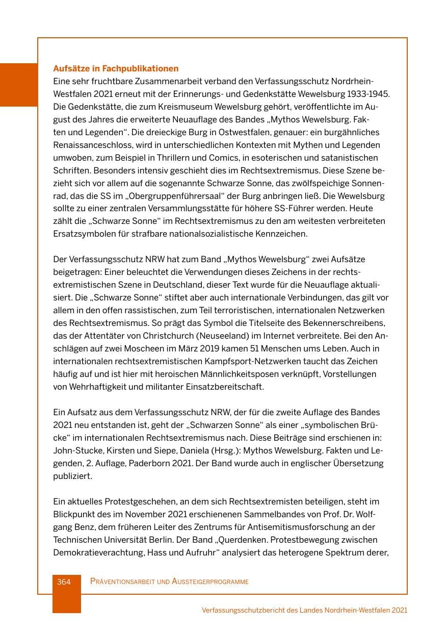 Seite 365 des Verfassungsschutzbericht 2021 Nordrhein-Westfalen