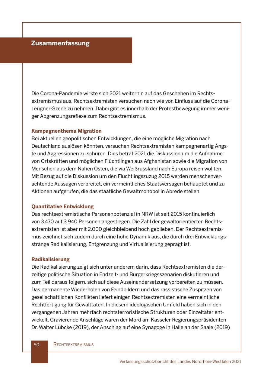 Seite 51 des Verfassungsschutzbericht 2021 Nordrhein-Westfalen
