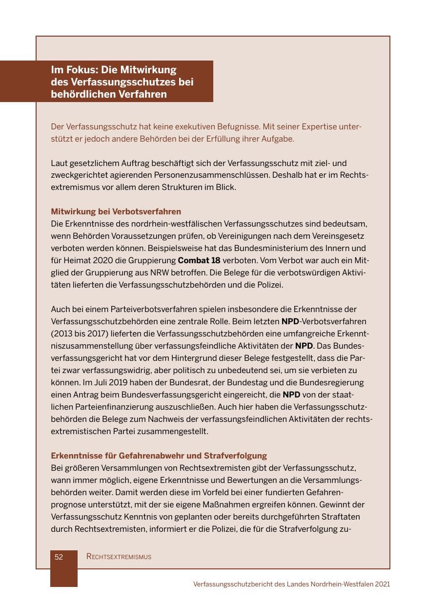 Seite 53 des Verfassungsschutzbericht 2021 Nordrhein-Westfalen