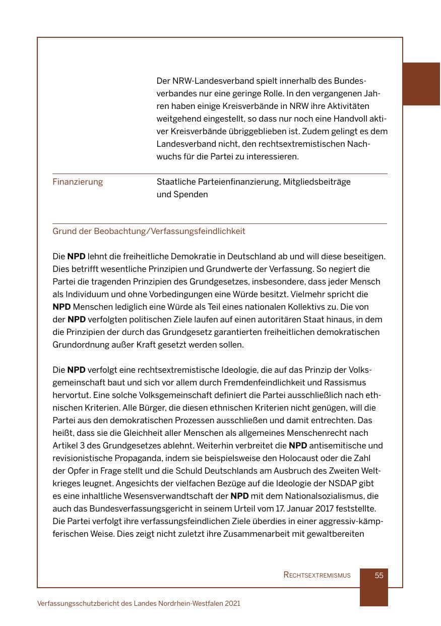 Seite 56 des Verfassungsschutzbericht 2021 Nordrhein-Westfalen