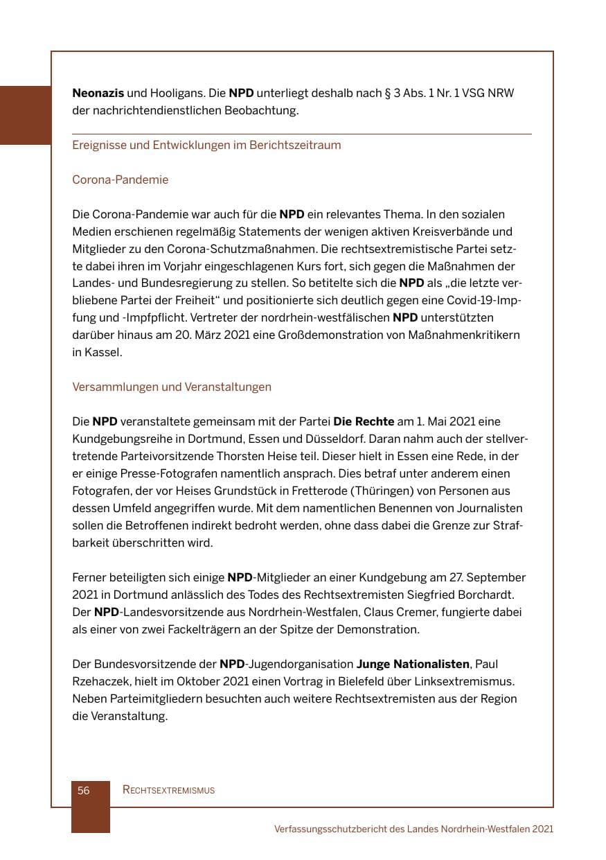 Seite 57 des Verfassungsschutzbericht 2021 Nordrhein-Westfalen