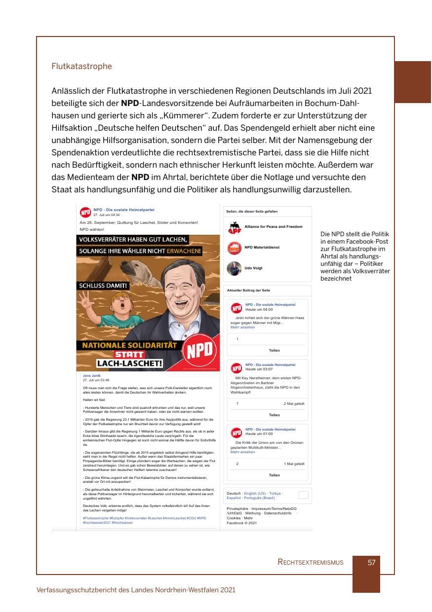Seite 58 des Verfassungsschutzbericht 2021 Nordrhein-Westfalen