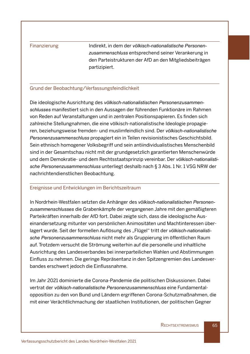 Seite 66 des Verfassungsschutzbericht 2021 Nordrhein-Westfalen