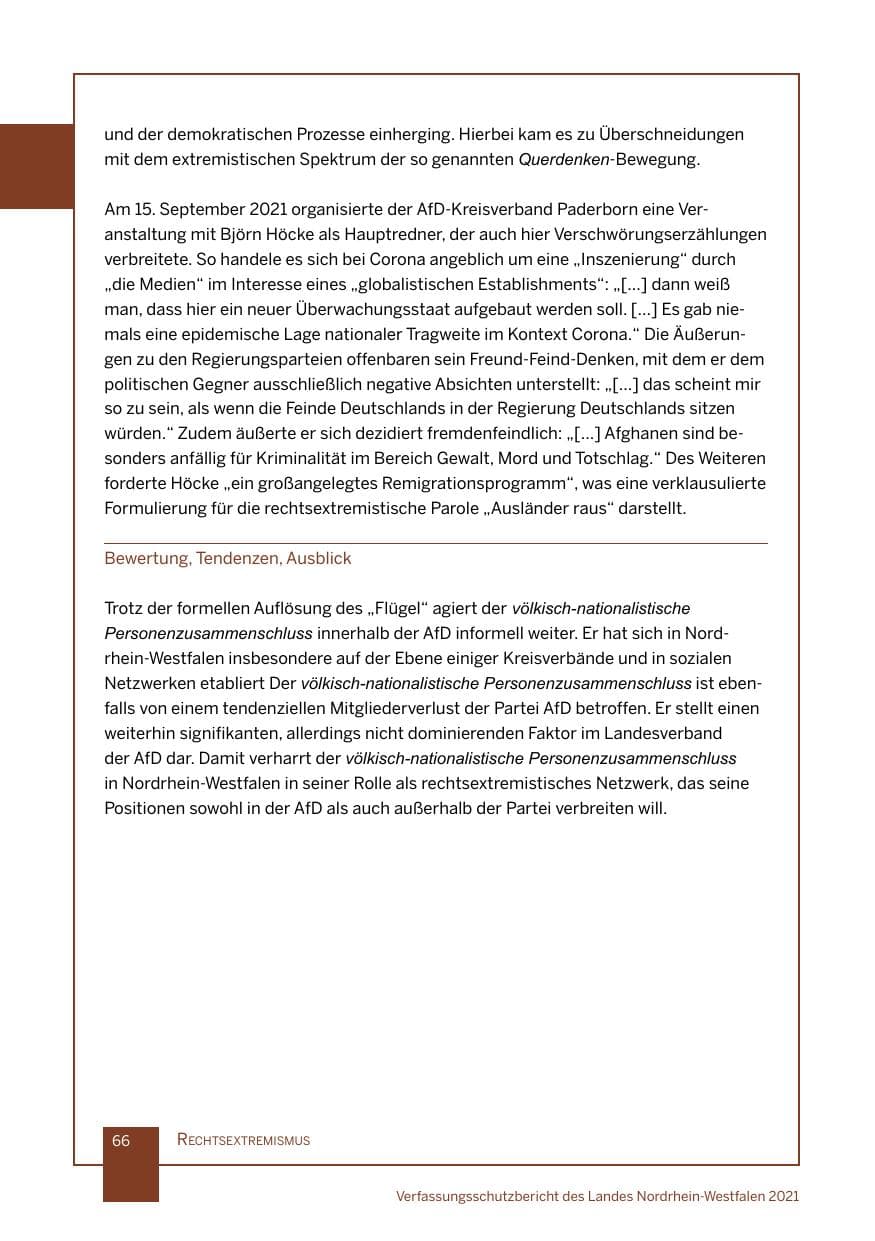 Seite 67 des Verfassungsschutzbericht 2021 Nordrhein-Westfalen