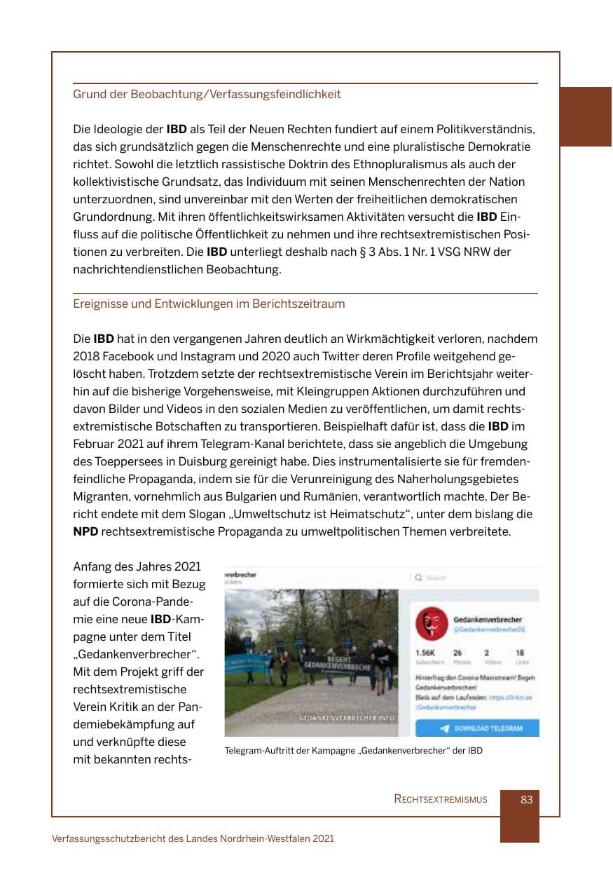 Seite 84 des Verfassungsschutzbericht 2021 Nordrhein-Westfalen