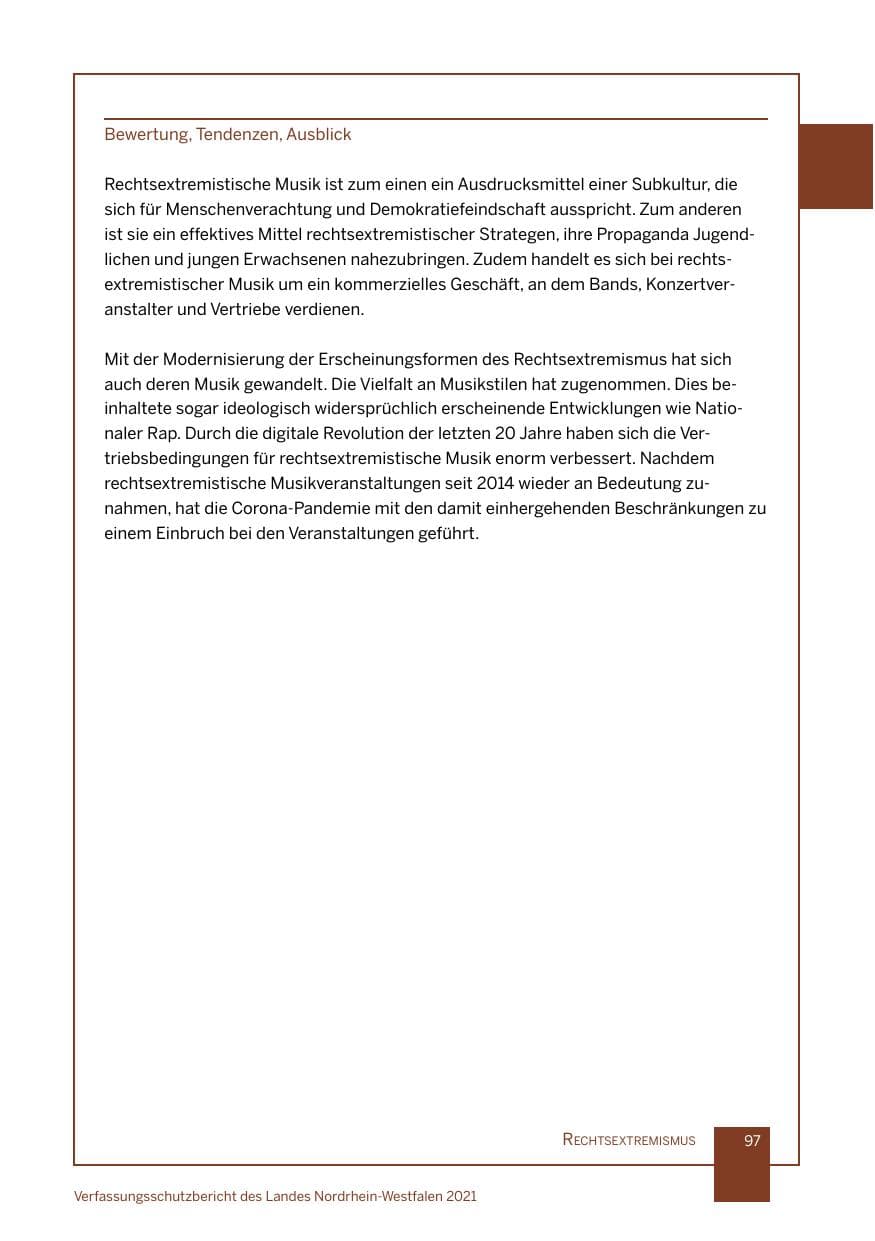 Seite 98 des Verfassungsschutzbericht 2021 Nordrhein-Westfalen