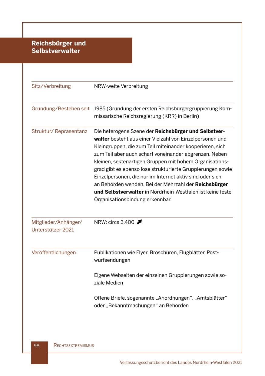 Seite 99 des Verfassungsschutzbericht 2021 Nordrhein-Westfalen