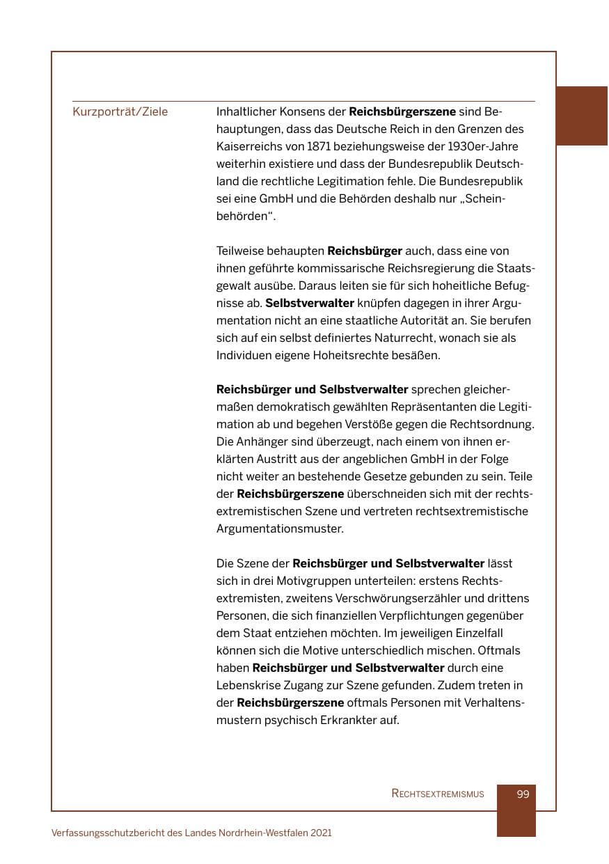 Seite 100 des Verfassungsschutzbericht 2021 Nordrhein-Westfalen