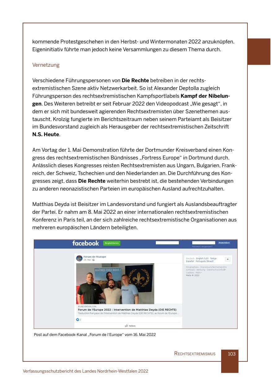 Seite 103 des Verfassungsschutzbericht 2022 Nordrhein-Westfalen