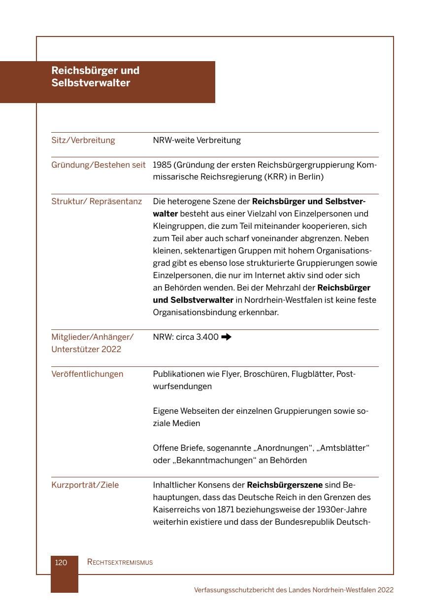 Seite 120 des Verfassungsschutzbericht 2022 Nordrhein-Westfalen
