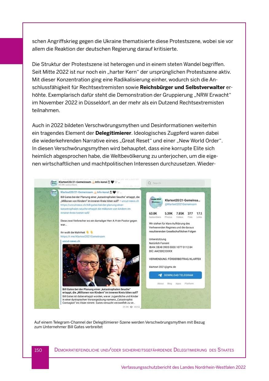 Seite 150 des Verfassungsschutzbericht 2022 Nordrhein-Westfalen